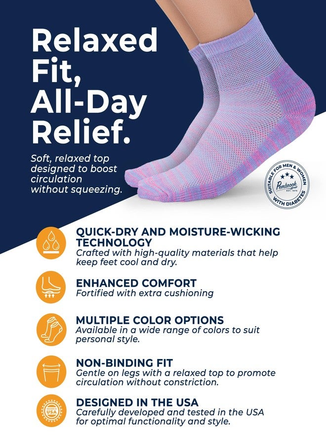 Pembrook Ankle Diabetic Socks for Women and Men | 6 Pairs | Wide Calf and Ankle Neuropathy Socks for Women | Moisture Wicking | SpaceDye - Image 2